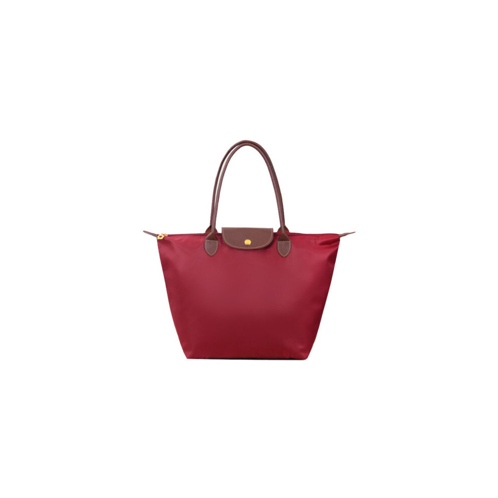 (Wine Red, L) Large Capacity Tote Bags Shopping Bag