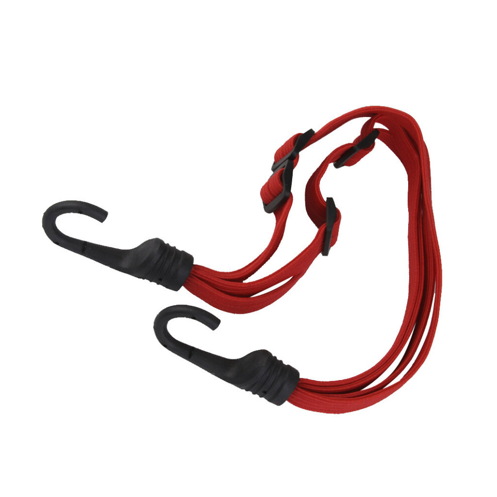 Adjustable Motorcycle Bicycle Strength Retractable Helmet Luggage Elastic Rope Strap Belt With Hooks -Red 885662921517