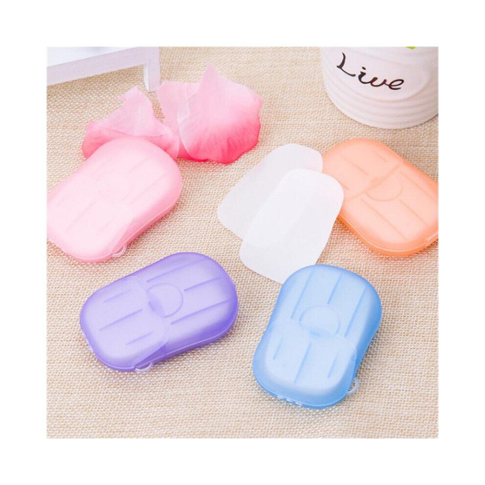 Multicoloured 20Pcs/ Box Travel Portable Disinfecting Paper Soaps Washing Hand Mini Disposable Scented Slice Sheets Foaming Soap Case Paper