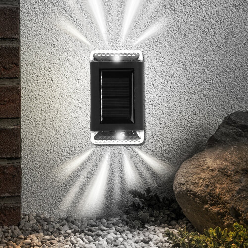 (White) 2 Pack Super Bright Garden Lights Solar Gate Fence Wall Lights 1