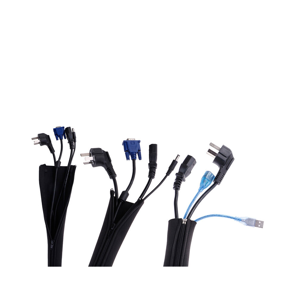 Diy 1Pc Neoprene Cable Management Sleeve Zipper Wrap Wire Hider Cover Organizer 885662938973