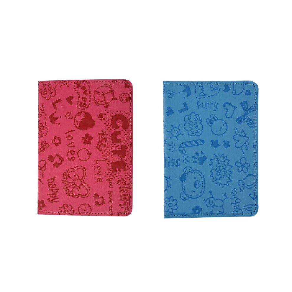 ASDS-2 Pcs Organizer Passport Cover Leather Passport Holder, & Rose Red-image-OPC-PBTTQMJ-NEW