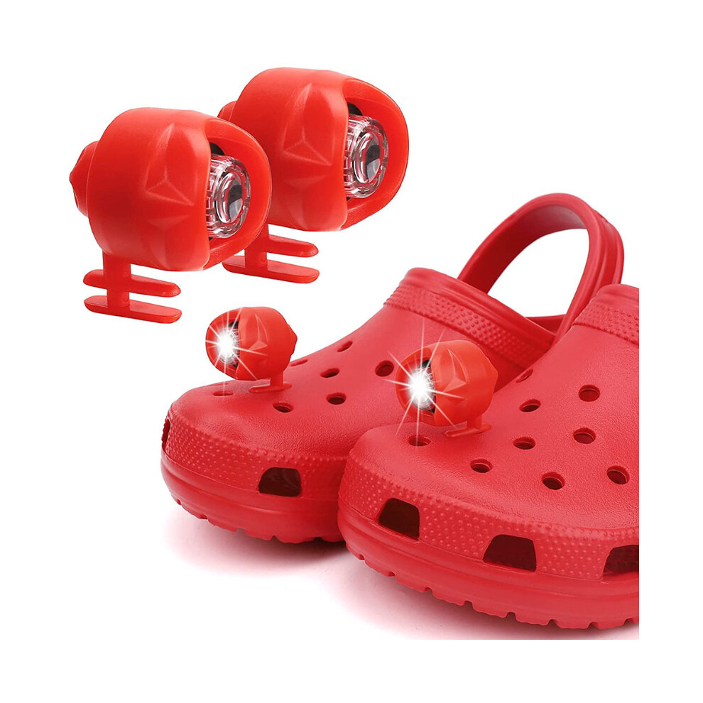 (Red) 2PCS Small Lights Headlights For Croc Shoes Clog Sandals