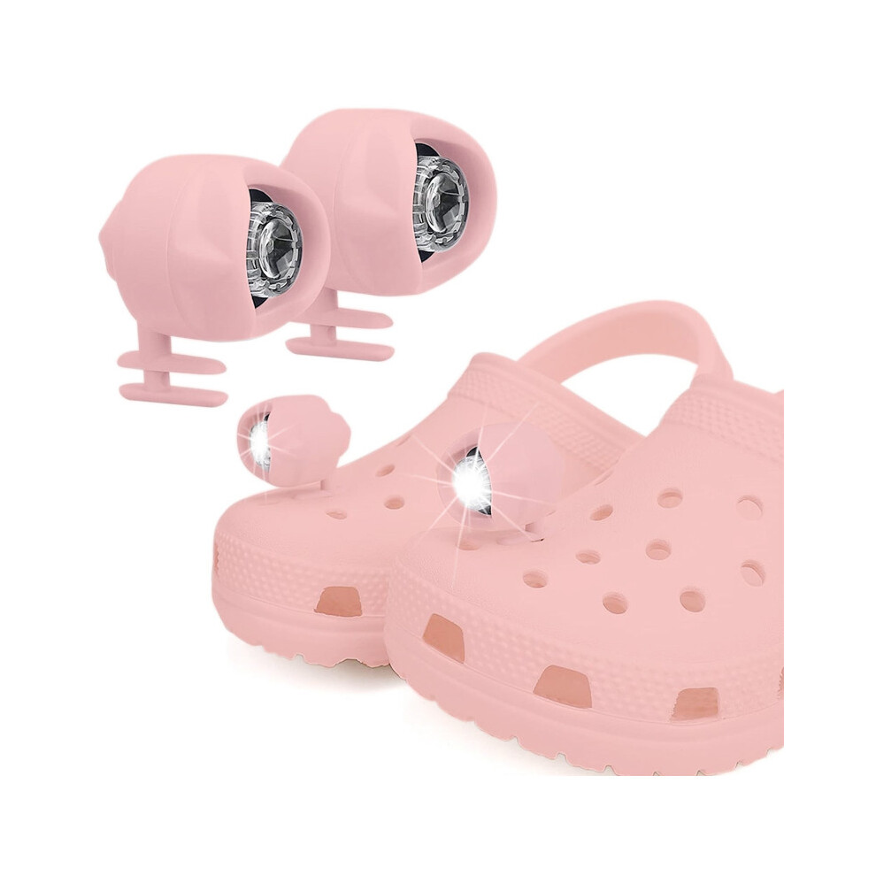 (Pink) 2PCS Small Lights Headlights For Croc Shoes Clog Sandals