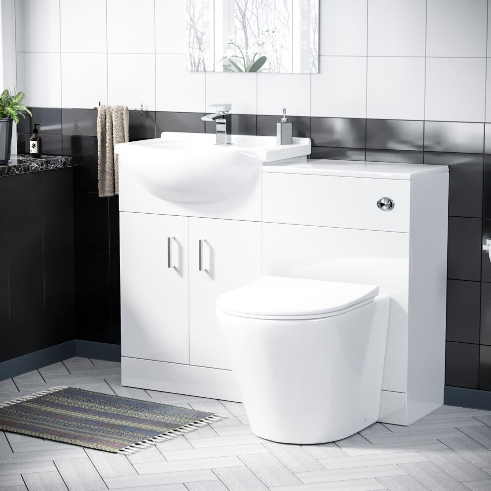 Dyon 550mm White Vanity Sink Unit, Cloakroom Basin & BTW Toilet WC