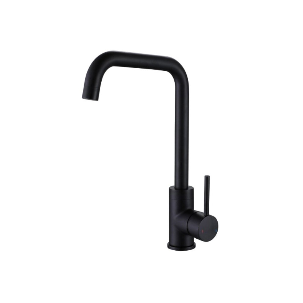 Hexa Single Lever Kitchen Mixer Sink Monobloc Tap Matt Black Round Swivel