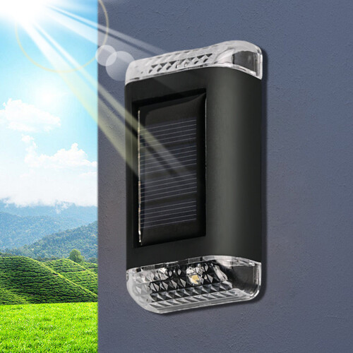 (White) 2 Pack Super Bright Garden Lights Solar Gate Fence Wall Lights 2