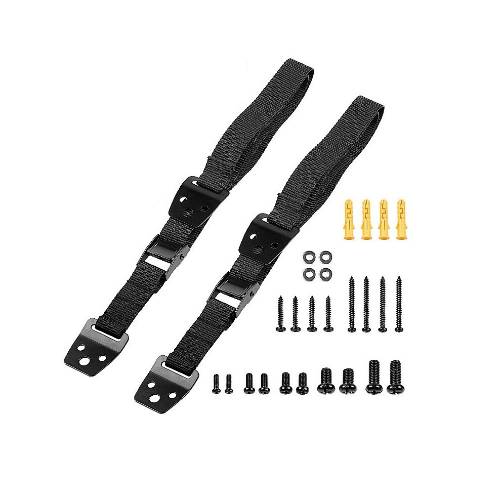 Tv And Furniture Anti Tip Straps - Safety Furniture Wall Anchors For Baby Proofing Flat Screen Tv, Dresser, Bookcase Black