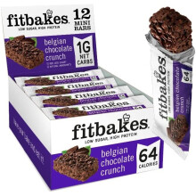 Fitbakes Diabetic Chocolate Keto Snacks - 64 Cal Mini Belgian Bars, 1 Net Carb, Low Sugar, 12x19g