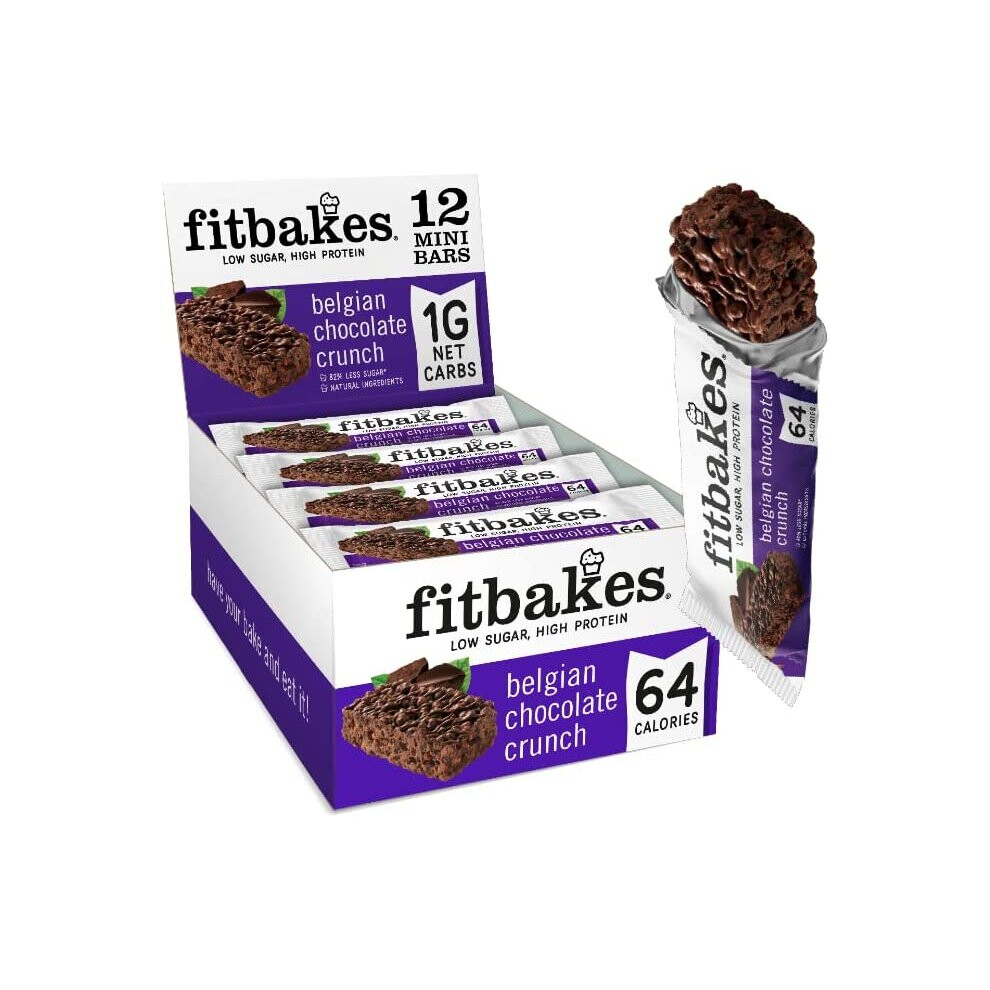 Fitbakes: Diabetic Chocolate Keto Snacks,1 Net Carb,Low Carb Snacks,Diet Low Calorie Snack,Sweet 64 Calories Belgian Chocolate Mini Bars (12x19g)