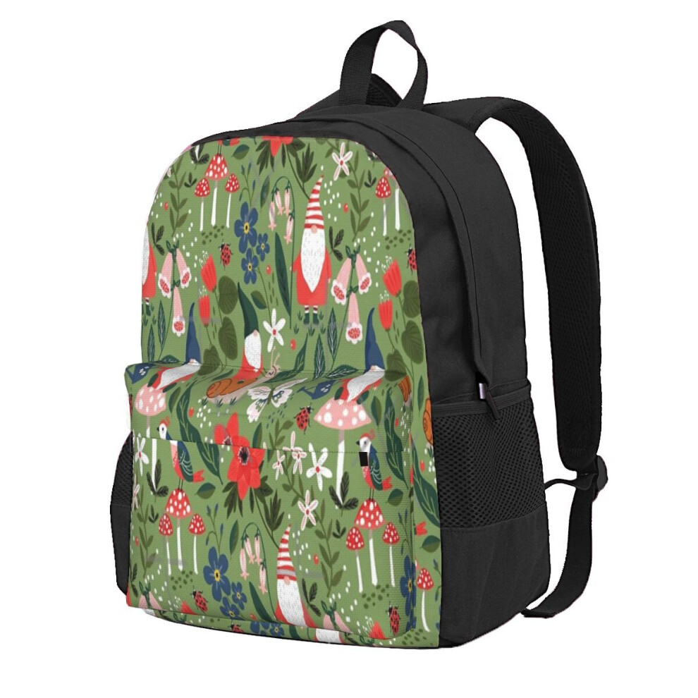 Whimsical Garden Gnome Riding Snail Backpacks Men's Backpacks Bags For Women Manga Your Backpack For Women-image-OPC-PBTTWMC-NEW