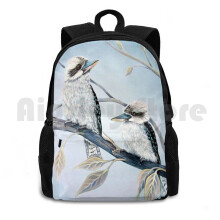 Kookaburras Outdoor Hiking Backpack Waterproof Camping Travel Kookaburras Tree Birds Nature Acrylic Decorative Blues
