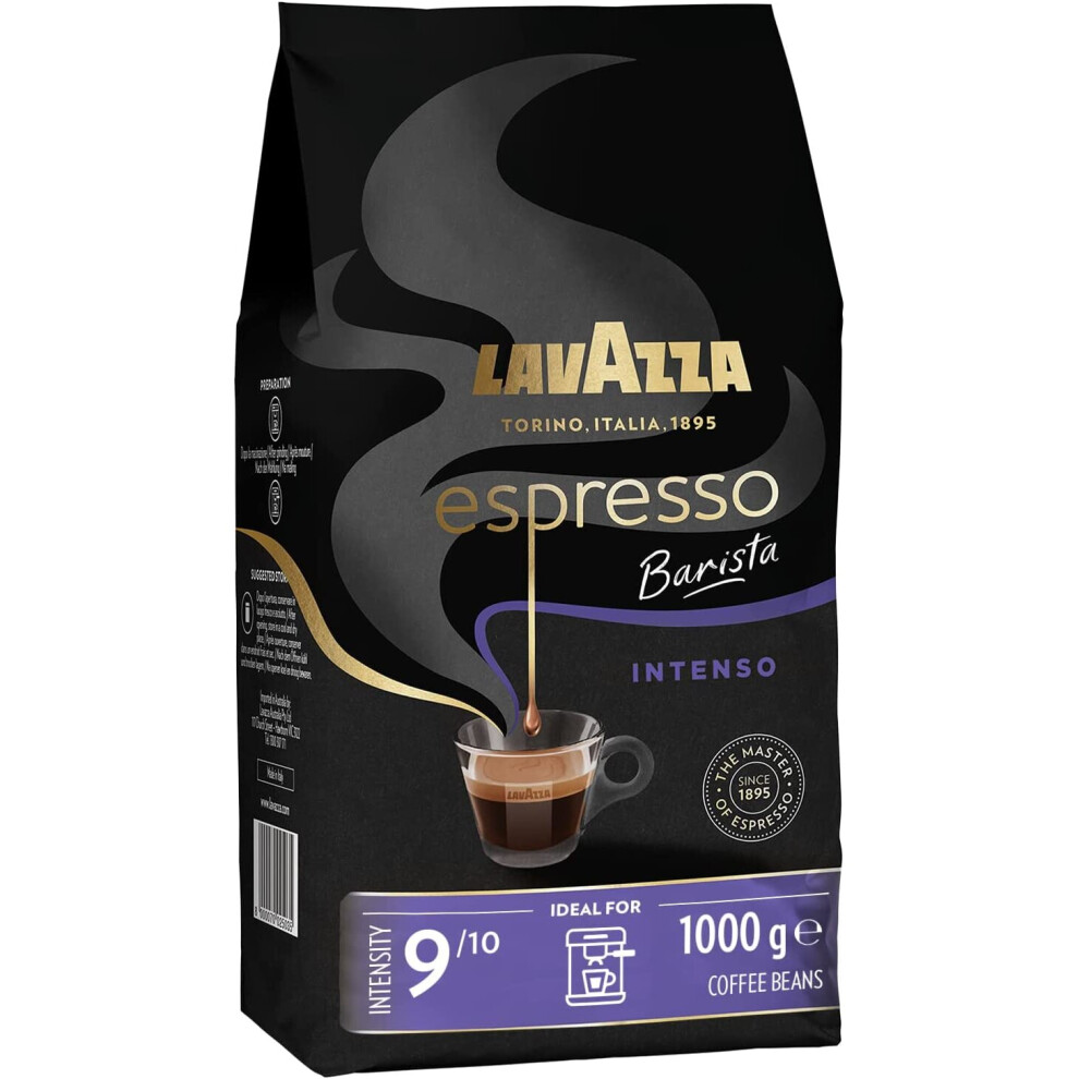 Lavazza Espresso Intenso Barista, Arabica and Robusta Drum Roast Coffee Beans, 1 kg (Pack of 1)