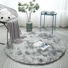 (Blue, 160 X 160 CM) Large Circle Round Rug Circular Carpet Soft Fur Fluffy Sheepskin Floor Home Mat