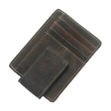 Men Retro Money Clips Leather Open Clamp For Magnet Credit holder Slim Antimagnetic lining RFID BLOCK Wallet Money Clip