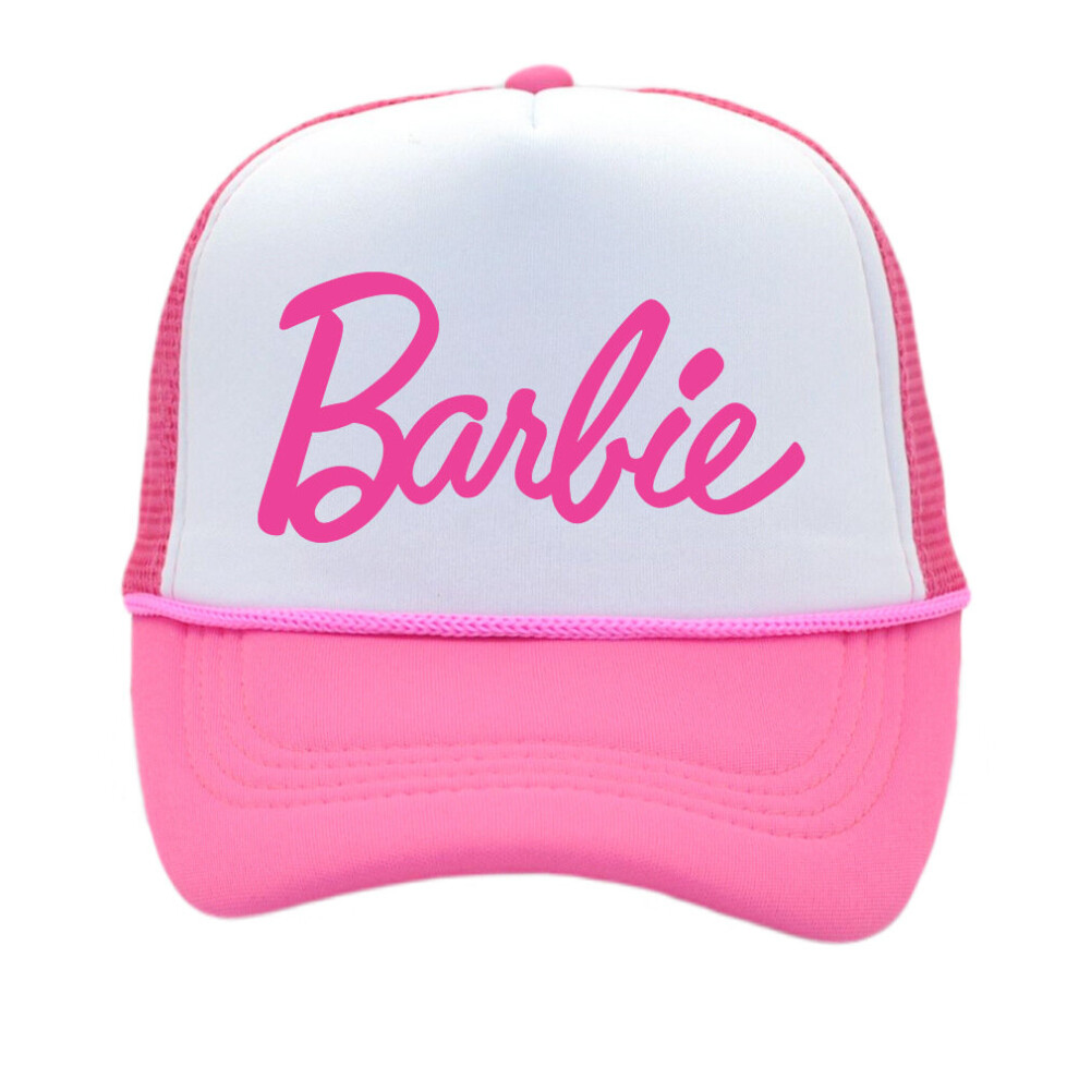 (child, B) Barbie Pink Baseball cap Summer beach female Sun hat Girlfriend party sponge net hat