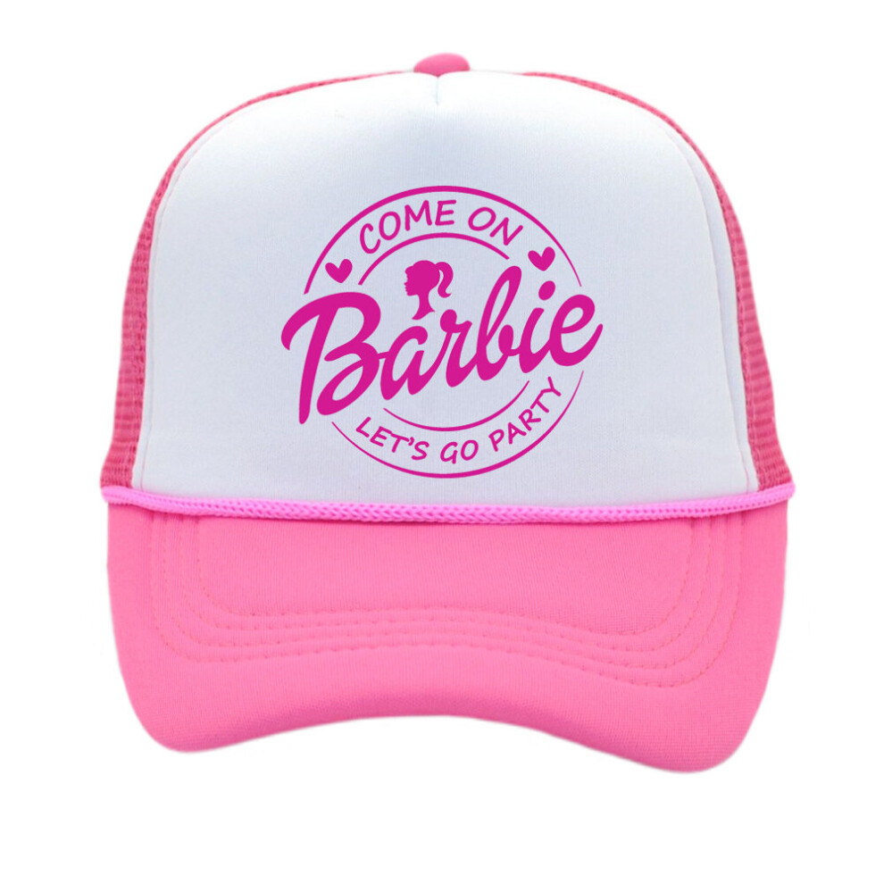 (child, A) Barbie Pink Baseball cap Summer beach female Sun hat Girlfriend party sponge net hat