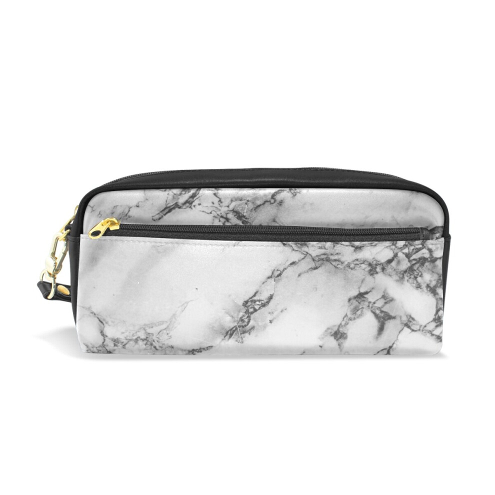 Natural Marble Texture Pencil Case Stationery Pouch Bag Small Cosmetic Makeup Zipper Bag pu leather