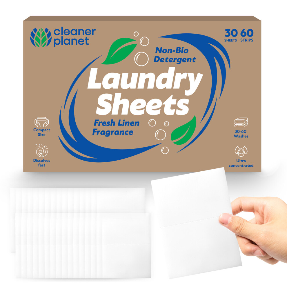 (60 Sheets / 120 Strips (60-120 Washes)) Laundry Detergent Sheets: Eco Non-Bio