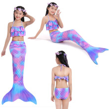 (YY028-2 Purple Blue, 150/12-13 Years) Girls Mermaid Tail Swimming Costume Swimmable Bikini Set Summer Swimsuit UK