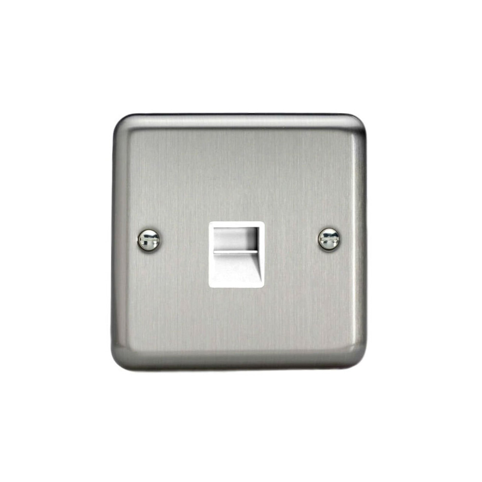Varilight Telephone Socket Master 1 Gang Matt Chrome (White Inserts) 5021575830941