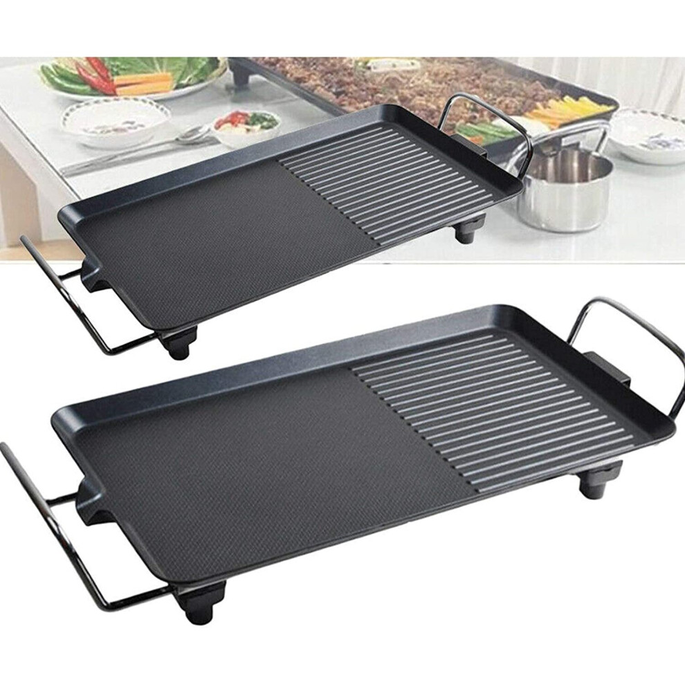 Electric Table Top Grill Portable Barbecue Grill Non Stick Teppanyaki Grill Tray Smokeless BBQ Hot Plate for Party Camping Festival Cooking