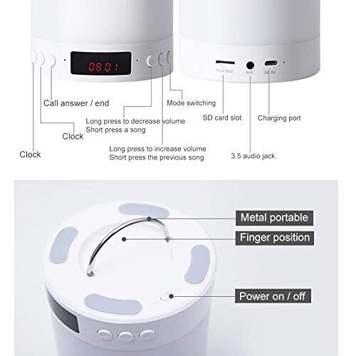 Bedside Lamp with Bluetooth Speaker, Touch Control USB Chargeable Smart Bedside Table Lamp, RGB Dimmable Bedside LED Night Light 1