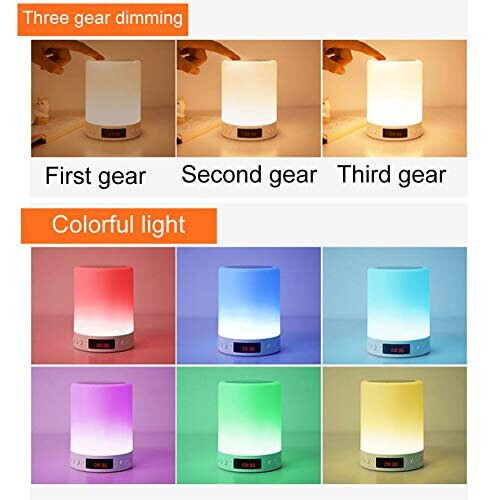 Bedside Lamp with Bluetooth Speaker, Touch Control USB Chargeable Smart Bedside Table Lamp, RGB Dimmable Bedside LED Night Light 2