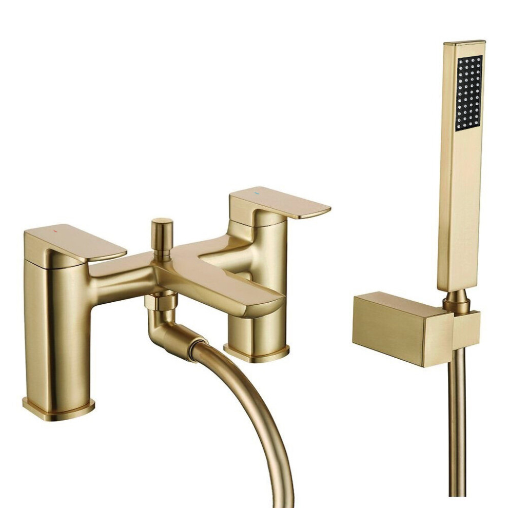 Nes Home Contemporary Brushed Brass Bath Shower Mixer Tap with Handheld Kit