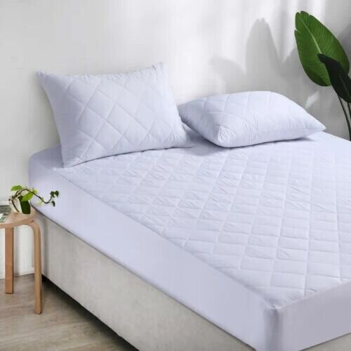 (Double (Mattress Topper)) Mattress Protector Quilted Bed Cover