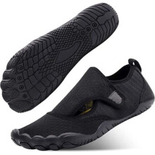 (Black, UK 7) UK Womens Mens Water Shoes Aqua Shoes Beach Swim Barefoot Non Slip Surfing Size