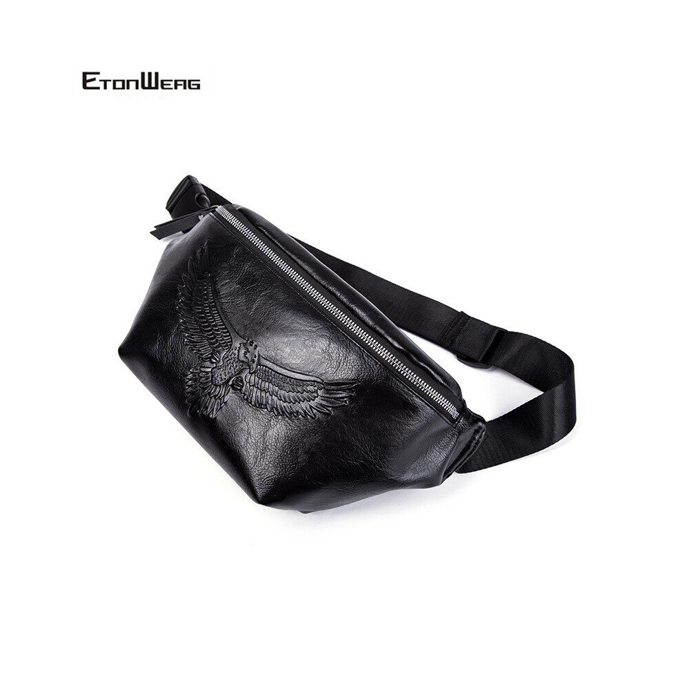 Men's Eagle Embossing Chest Bag PU Leather Crossbody bags male Multifunction Small Waist pack male Fanny Bum bag-image-OPC-PBTV8QX-NEW