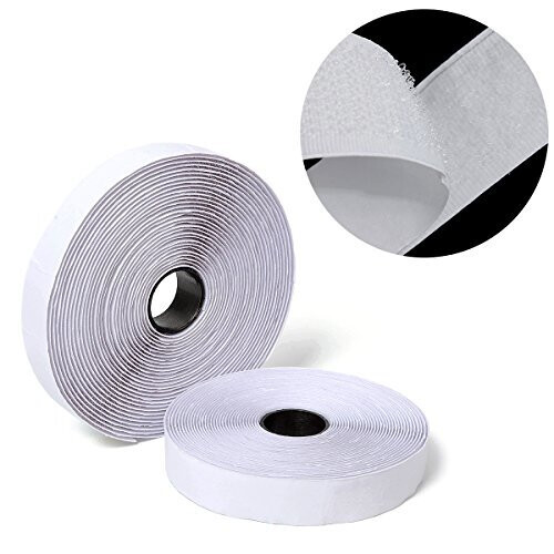Self Adhesive Hook and Loop Strip, Elebor 5m Self Adhesive Hook & Loop Set with Sticky Glue Nylon Fabric Fastener,2cm Width, White