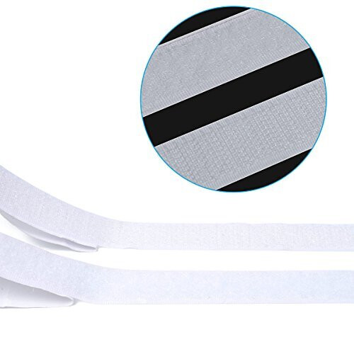Self Adhesive Hook and Loop Strip, Elebor 5m Self Adhesive Hook & Loop Set with Sticky Glue Nylon Fabric Fastener,2cm Width, White 2