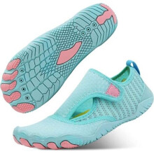 (Light Blue, UK 6.5) UK Womens Mens Water Shoes Aqua Shoes Beach Swim Barefoot Non Slip Surfing Size