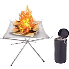 Portable Fire Pit, Collapsing Stainless Steel Mesh Fireplace Patio Outdoor Heater Firepit with Carrying Bag for Camping Backyard Garden