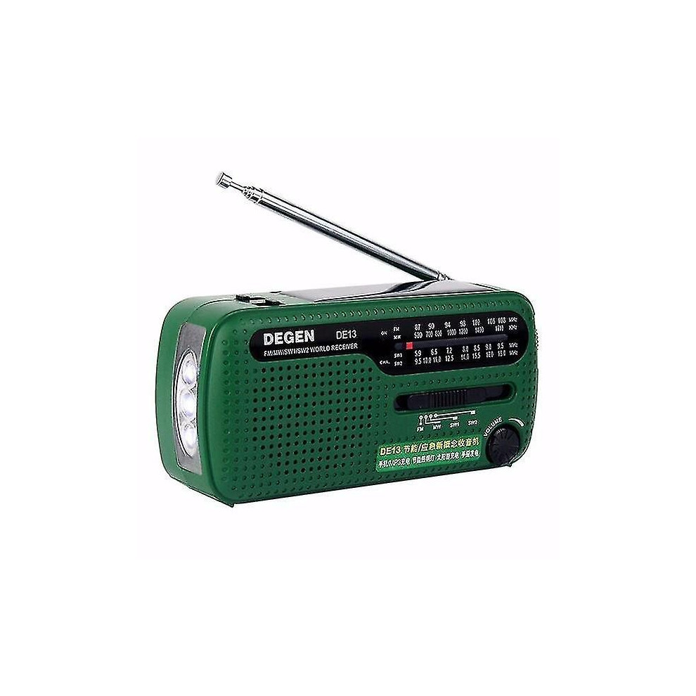 Degen De13 Portable Fm Mw Sw Manual Cranking Dynamo World Receiver Radio Recorder 700006250989