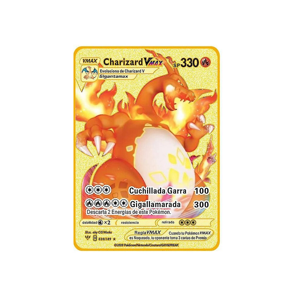 Charizard Vmax Metal Gold Plated Card, Charizard Vmax Dx Gx Metal Gold Card