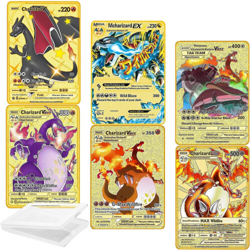 Charizard Vmax Metal Gold Plated Card, Charizard Vmax Dx Gx Metal Gold ...