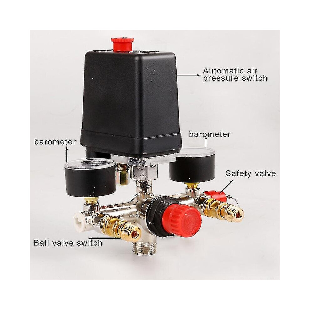 90-120Psi Air Compressor Manifold Regulator Gauges Pressure Durable Switch Control 700006250118