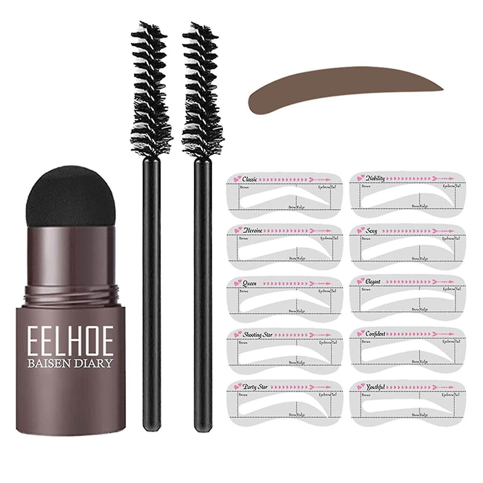 Funkyn Eyebrow Stamp Shaping Kit Reusable Makeup Brow Powder Stencil Portable Waterproof Cosmetic Set