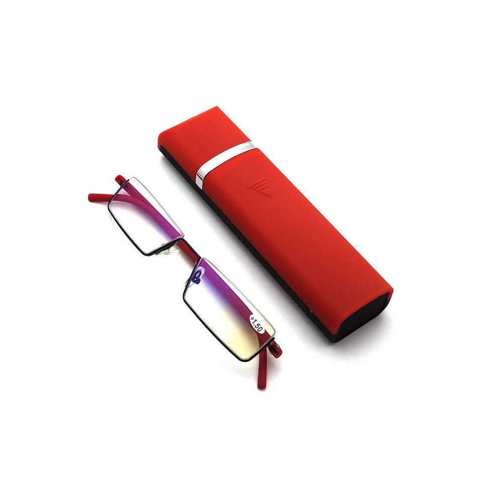 Funkyn Red/Blue/Light (, 2.25X) Half Frame Metal Reading Glasses Anti Eyestrain Blocking Glasses