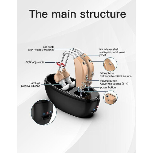 (2) Earcentric Easy Charge Rechargeable Hearing Aids With Charging Base 2