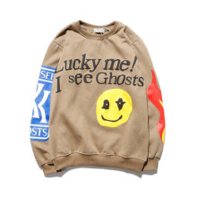 (Khaki, XL) Unisex Kanye Lucky Me I See Ghosts Trendy Hip Hop Sweatshirts Letter Fleece Hoodie For Teens