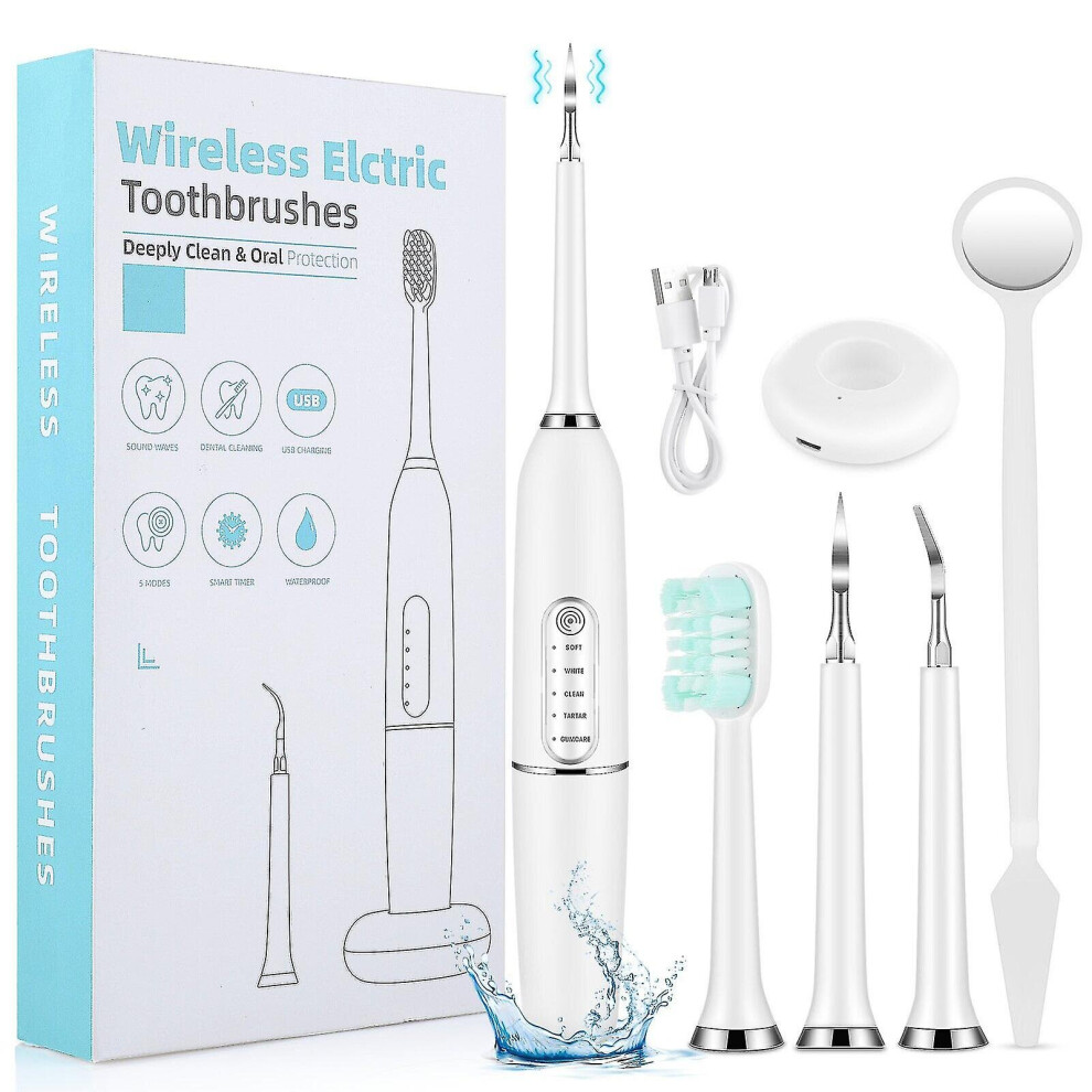 Funkyn Teeth Cleaning Kit, Professional Ultrasonic Tartar Remover 2 Heads And 5 Modes For Teeth Cleaning Teeth Whitening