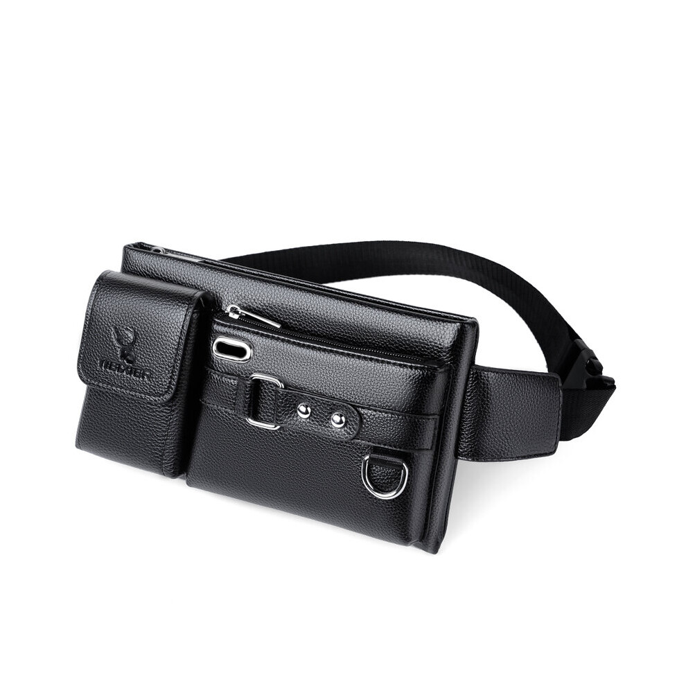 Men's Waist Packs Fanny Bags Solid Multipurpose PU Leather Chest Bag Black/Brown Crossbody Bags-image-OPC-PBTVDZQ-NEW