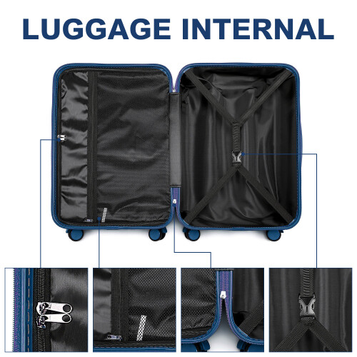(24 inch) British Traveller- ABS Navy Hard Shell Suitcase 2