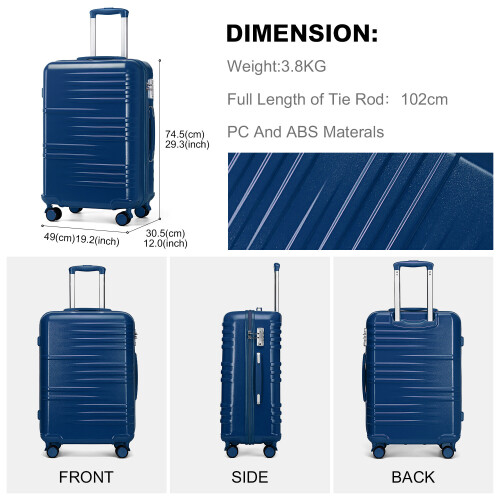 (28 inch) British Traveller- ABS Navy Hard Shell Suitcase 2