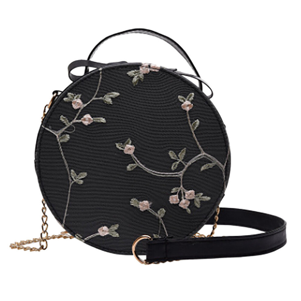 Hot Lovely Lace Round Handbags High PU Leather Crossbody Bags For Women Flowers Chain Small Crossbody Bags-image-OPC-PBTVHKT-NEW