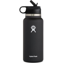 (Black, 32oz) Water Bottle | Straw Lid  |  Outdoor Portable Insulated Cup